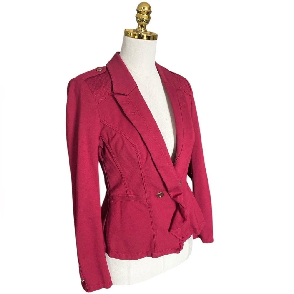 WHITE HOUSE BLACK MARKET | Ruby Red Ponte Military Jacket Blazer Women’s Size 4 - Picture 7 of 14